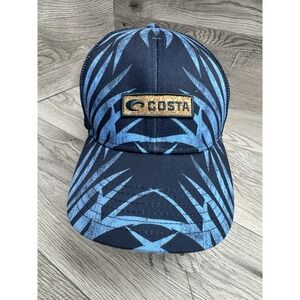 Costa Del Mar Cap Hat Coconut Palm Cork Logo Tropical Fishing Snapback Blue